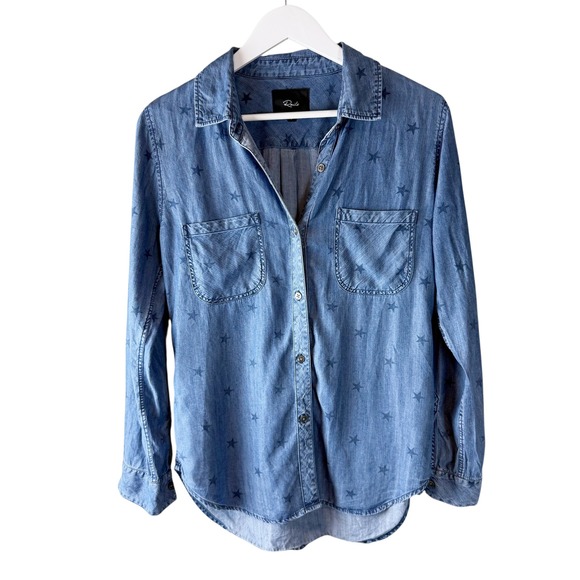 Rails Carter Pigment Stars Denim Button Down Shirt Chambray Women's - Picture 1 of 9